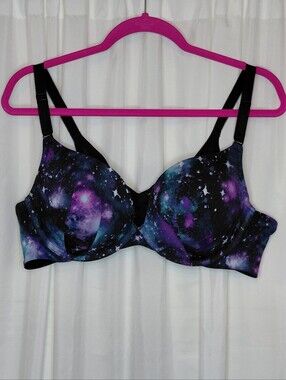 Torrid 44B XO Galaxy Green Print Underwire Bra - Black & Purple